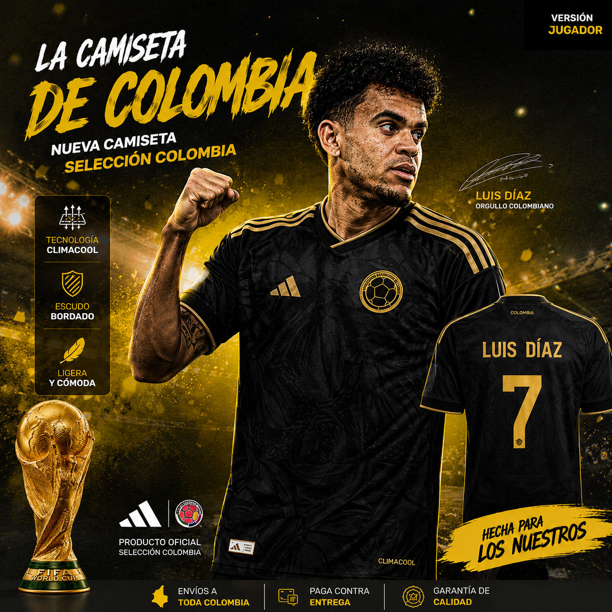 🔥 ÚLTIMAS UNIDADES — CAMISETA ÉLITE COLOMBIA BLACK EDITION