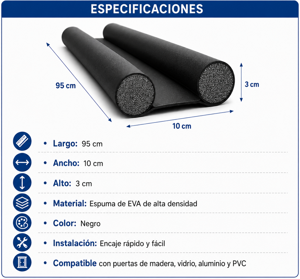 🔥 PROMO 2x1 HOY Burlete Mágico Anti Frío y Polvo 🚪 Doble Protección para tu Puerta