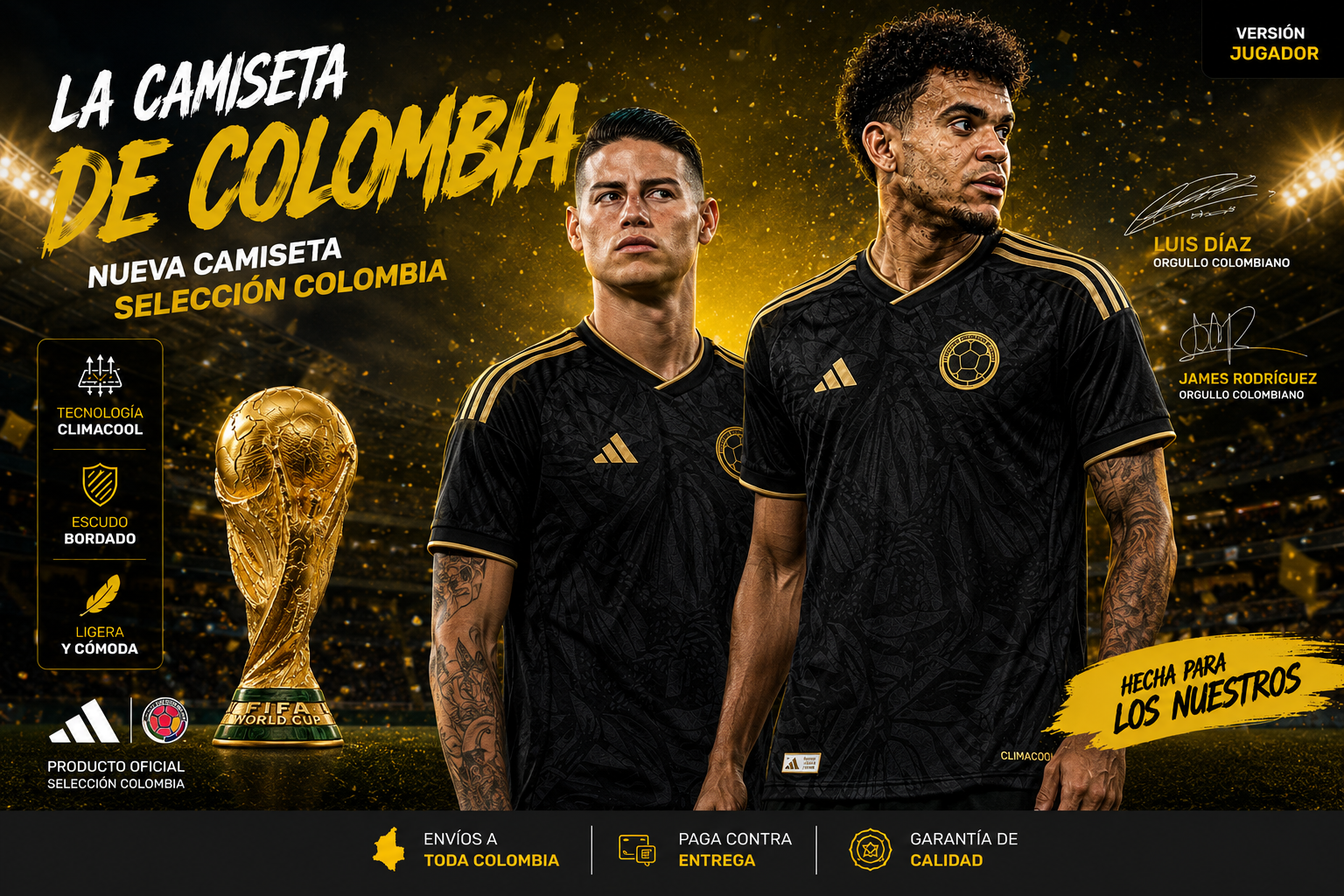 🔥 ÚLTIMAS UNIDADES — CAMISETA ÉLITE COLOMBIA BLACK EDITION